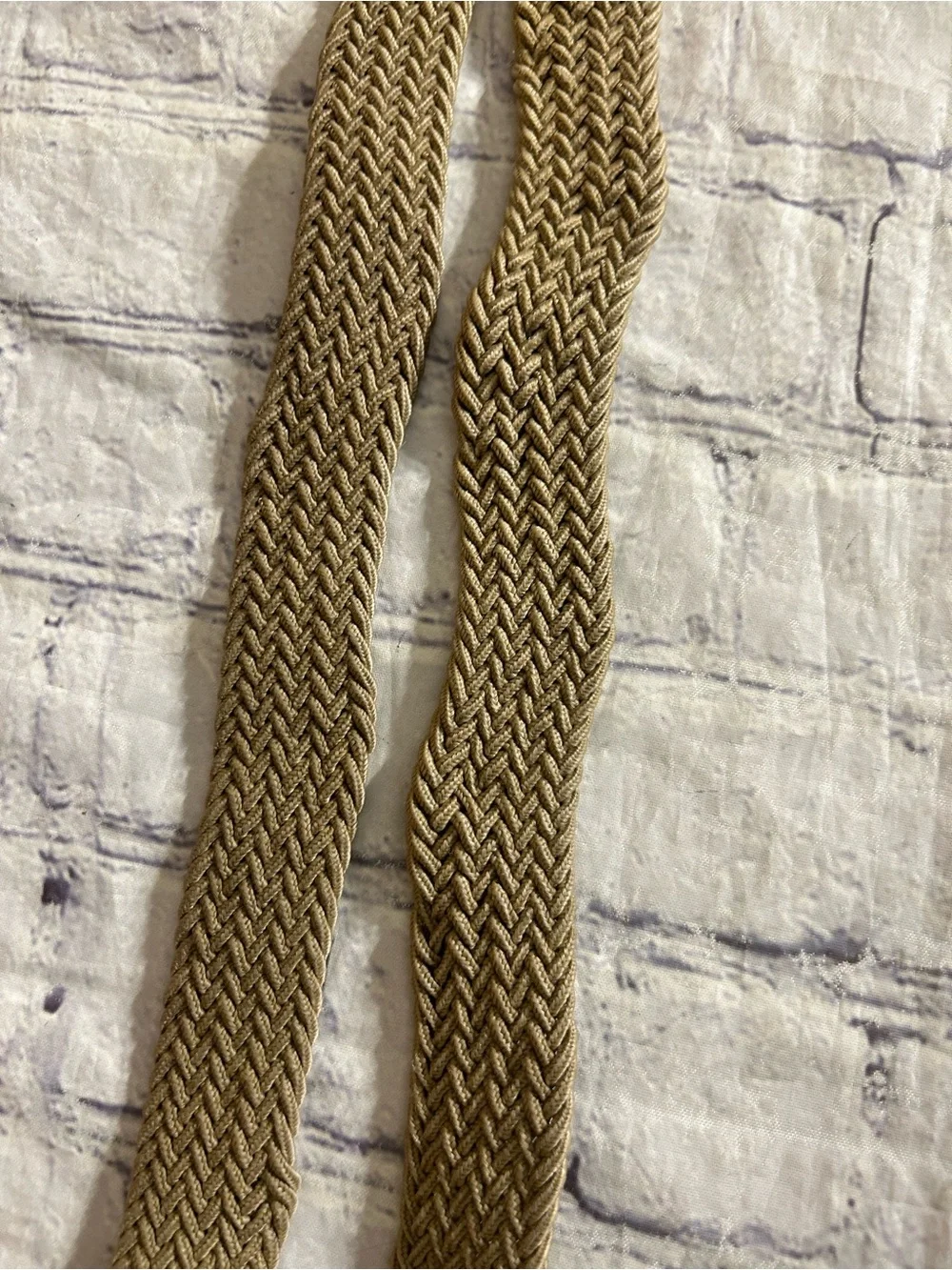 LOT OF (2) STRETCH BELTS OLIVE GREEN AND TAN SILVER TONE & ANTIQUE BUCKLES MEN